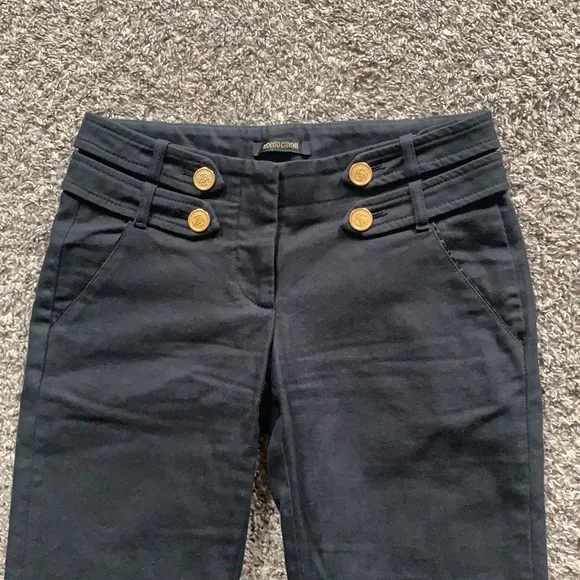Roberto Cavalli Build - in Belt Black Denim Pant